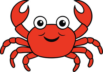 Crab on White Background Cartoon Vector Illustration