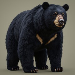 Fototapeta premium Nocturnal Majesty: A 3D Bear Portrait