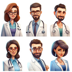 Doctors and nurses in cartoon illustration