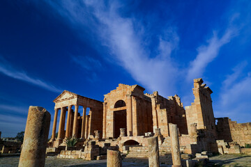 L'antica città Romana di Sufetula, con il foro ed il teatro perfettamente conservati. Sbeitla, Tunisia