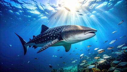 Whale Shark In Ocean Sunlight