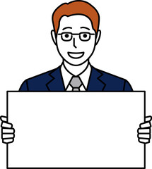 ボードを持つスーツの男性