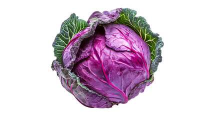 Obraz premium A fresh and vibrant head of cabbage, centered on the canvas with its leaves slightly ruffled on one side, cut out