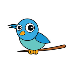 Cute Cartoon Bird Vector Illustration, Charming Cute Bird Vector Artwork, Cute Cartoon Bird Vector for Kids Design
