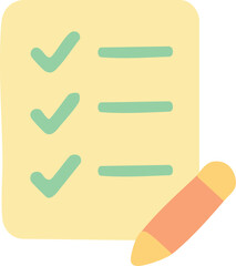 Checklist with Tick Marks and Pencil Icon