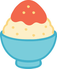 Shaved Ice Dessert in a Bowl Illustration