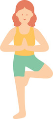 Illustration of Woman in Tree Yoga Pose