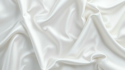 Fototapeta premium Elegant white satin fabric with smooth texture, ideal for backgrounds and design projects.