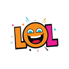 Playful LOL Typo Emoji Vector Art, Funny Typo Face Vector LOL Expression, LOL Oops! Typo Emoji Vector Illustration