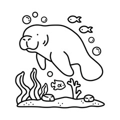 Whale, Ocean Scene, Bold and Easy Designs for Relaxation with Sea Life, Ocean life, undersea life,  Vector illustration, hand-drawn, flat design illustration, Bold Easy Coloring Pages,