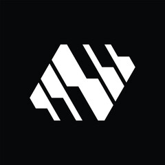 this is an abstract geometric logo design of initial letter N in white color that looks clean and modern on a black background