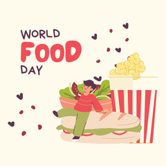 Cute Illustration World Food Day Instagram Post