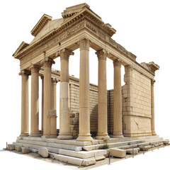 Fototapeta premium Ancient stone temple features classical columns and ornate details isolated on transparent background