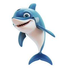 Cartoon shark character on black background