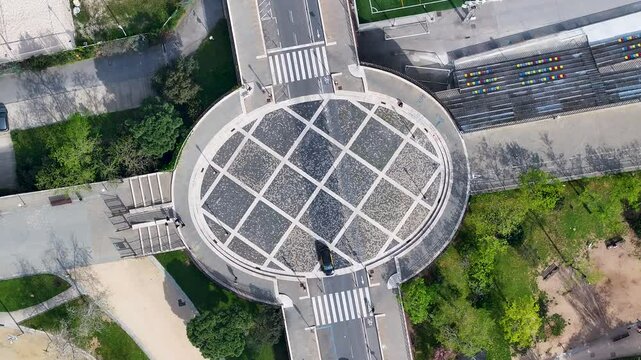 Carrer De Sardenya At Barcelona Barcelona Province Spain. Highway Interchange Crossing City With Traffic Jam. Metropole Landscape Skyscrapers Vibrant. Metropole Corporate Town.