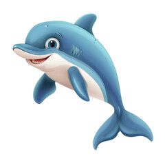 A cartoon blue dolphin on black background