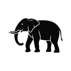 Simple black and white elephant illustration depicting wildlife and animal symbolism