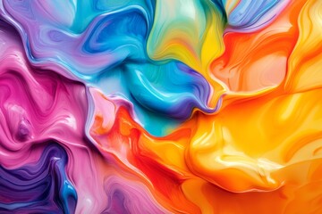 Obraz premium Vibrant Abstract Fluid Art: Swirling Colorful Resin Pour with Dynamic Patterns and Liquid Texture for Creative Backgrounds and Designs.