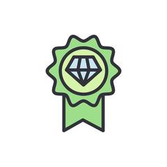 Green Award Rosette Featuring a Gleaming Diamond Emblem Design