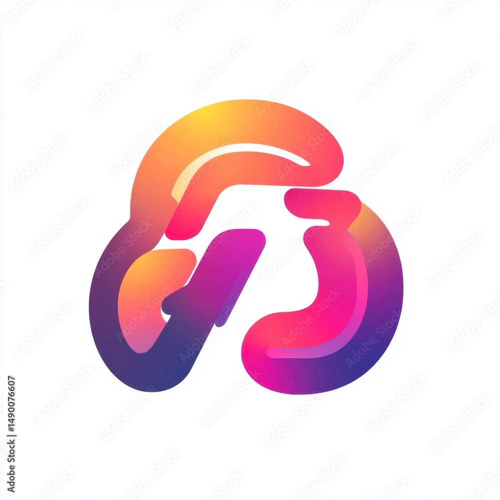 Poster abstract colorful loop shape with gradient on white background