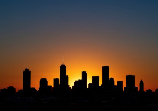 City silhouette sunset