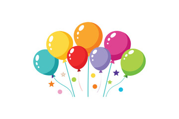 colorful birthday balloons decoration celebration vector illustration