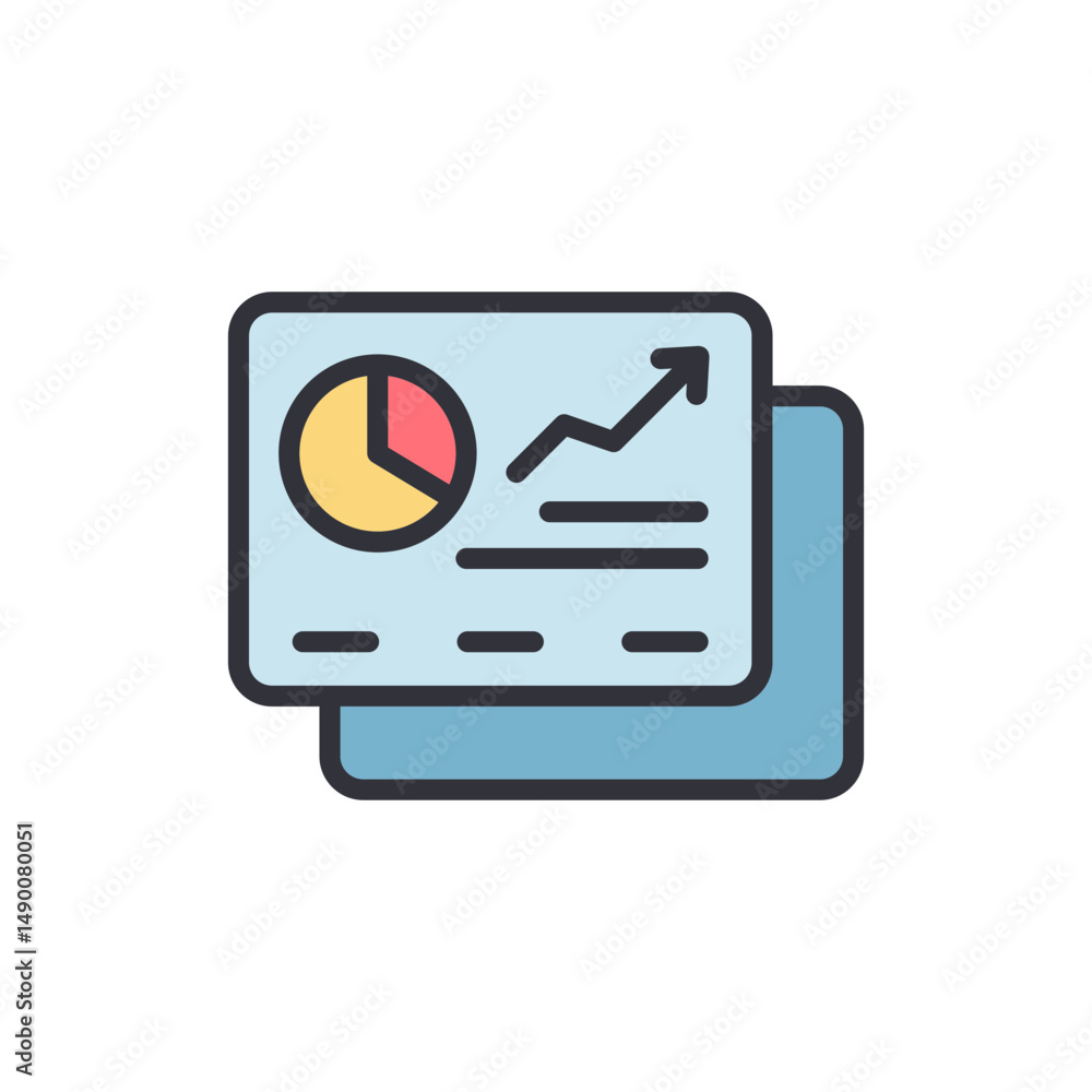 Poster financial data visualization displaying growth analysis statistics