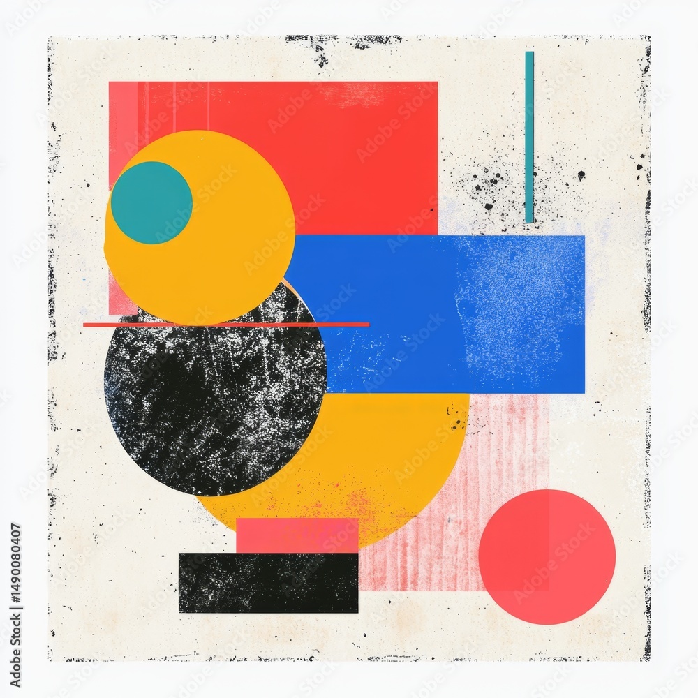 Poster abstract geometric pattern background with interlocking shapes and contrasting colors, modern design