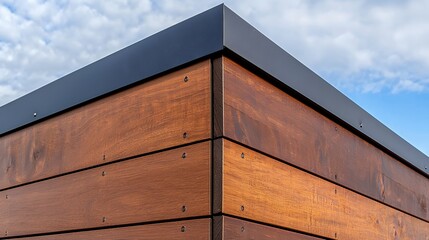 Brown Wood Paneling Building Corner Exterior Detail