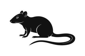 mouse rat rodent silhouette black animal side view vector illustration