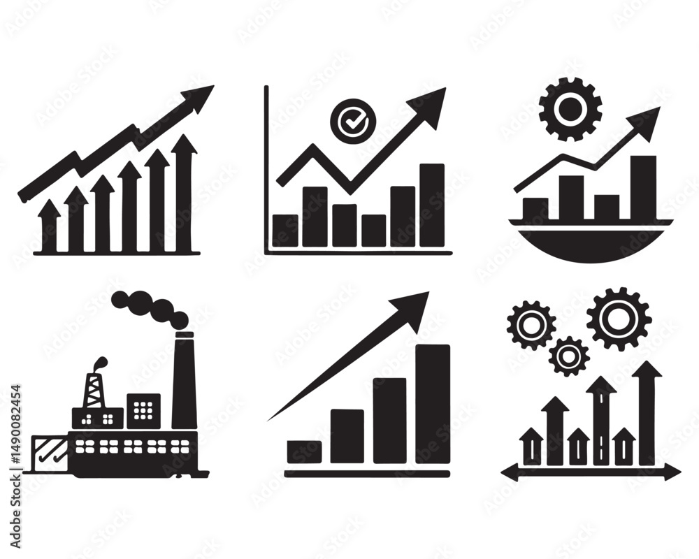 Poster growth chart with circular arrows icon vector continuous improvement concept for graphic design, log