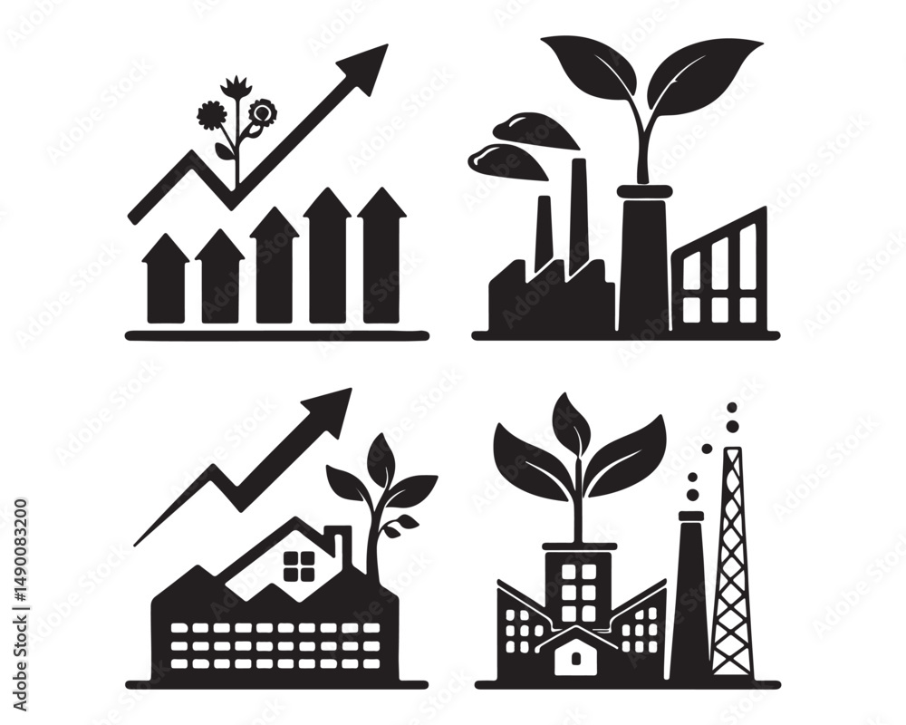 Poster growth chart with circular arrows icon vector continuous improvement concept for graphic design, log