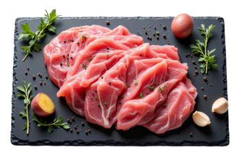 Raw Meat Slices, Isolated Transparent Background, Minimalist Design Element