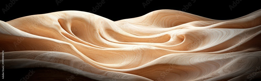 Poster smooth beechwood surface with soft curves and warm tones in an elegant abstract design