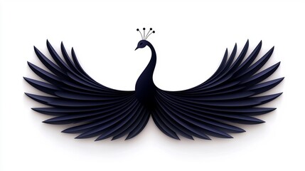 Obraz premium Dark peacock, stylized, spread wings