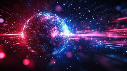 Naklejka premium A digital globe pulsating with energy connecting worlds and illuminating the future against a dark backdrop