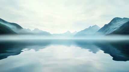 Majestic snow-covered mountain range peaks piercing through low-lying clouds in a winter landscape, conveying tranquility and vastness.