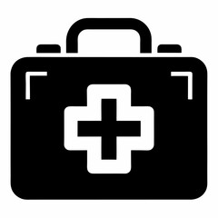 First aid kit black icon on white background.