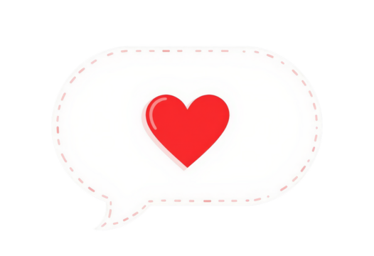Red Heart Icon, Isolated Transparent Background, Minimalist Design Element