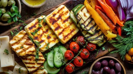 Grilled Halloumi & Vegetable Platter A Colorful Mediterranean Feast