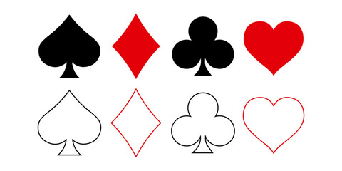 Suit deck of playing cards on white background. Vector illustration.
