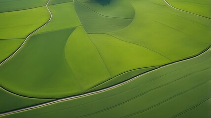 Aerial View of Patchwork Farmland – Abstract Green Field Patterns in Countryside