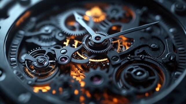 Mechanical watch intricate gears