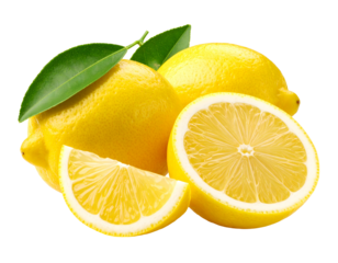 Yellow lemons. Isolated transparent background