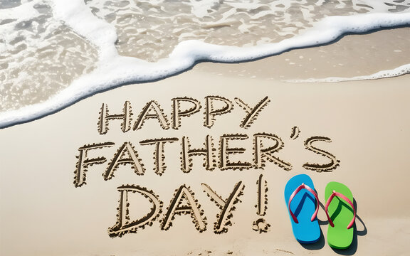 Happy fathers day beach sand message flip flops