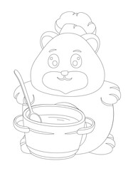 Coloring book art with chef bear