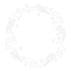 Coloring book wreath with weather symbols