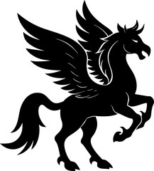 vector illustration of a horse, pegasus vector, black horse vector illustration, pegasus silhouette vector black and white