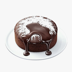 Homemade dark chocolate lava cake with rich chocolate sauce drizzled generously over the top for decadent delight