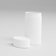 oval paper tube packaging mockup, recyclable oval deodorant stick twist up, cylindrical paper box container mockup, Sustainable rigid cardboard paper Packaging, push up paper tube